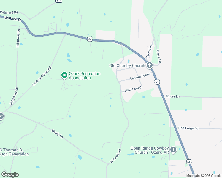 map of restaurants, bars, coffee shops, grocery stores, and more near 6805 West Creek Road in Ozark