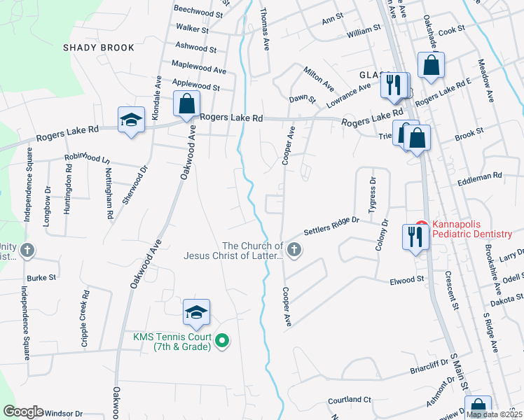 map of restaurants, bars, coffee shops, grocery stores, and more near 1506 Dennis Avenue in Kannapolis
