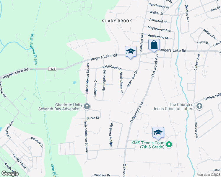 map of restaurants, bars, coffee shops, grocery stores, and more near Huntingdon Road in Kannapolis