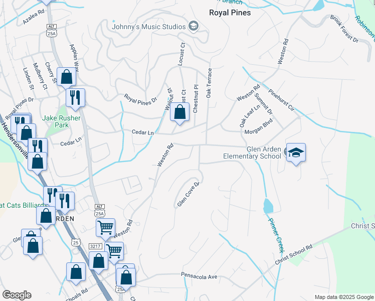 map of restaurants, bars, coffee shops, grocery stores, and more near 232 Tampa Circle in Arden