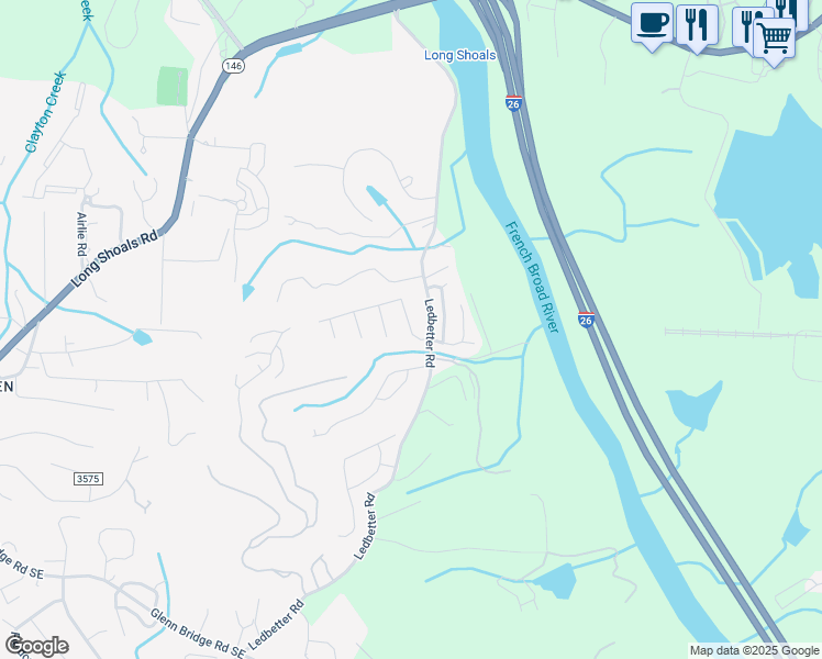 map of restaurants, bars, coffee shops, grocery stores, and more near 11 Secrest Drive in Arden