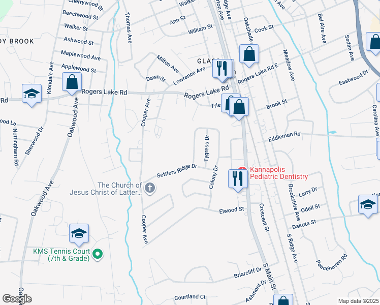 map of restaurants, bars, coffee shops, grocery stores, and more near 1606 Matthew Allen Circle in Kannapolis