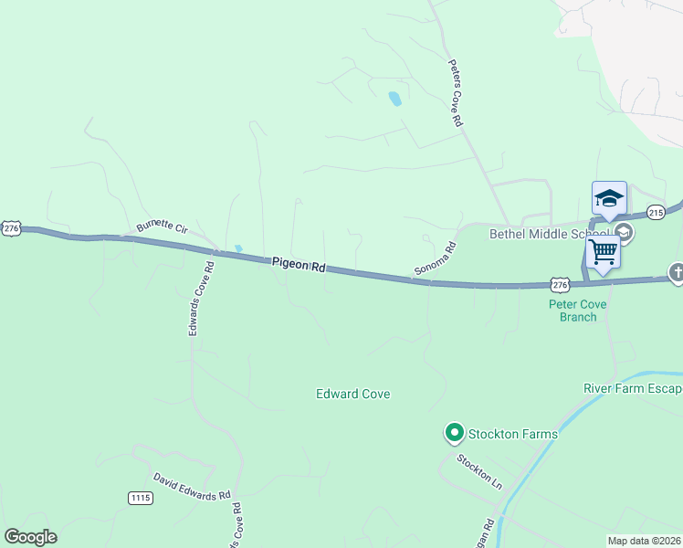 map of restaurants, bars, coffee shops, grocery stores, and more near 77 Lily Lane in Waynesville