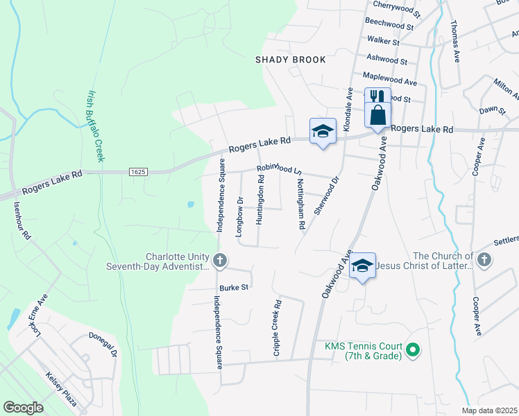 map of restaurants, bars, coffee shops, grocery stores, and more near Huntingdon Road in Kannapolis