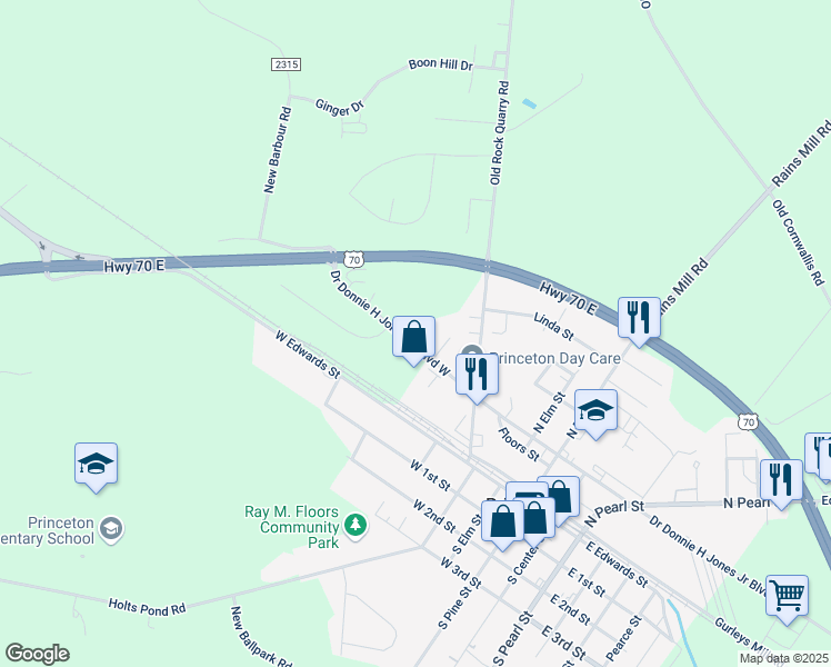 map of restaurants, bars, coffee shops, grocery stores, and more near 664 Doctor Donnie H Jones Junior Boulevard West in Princeton