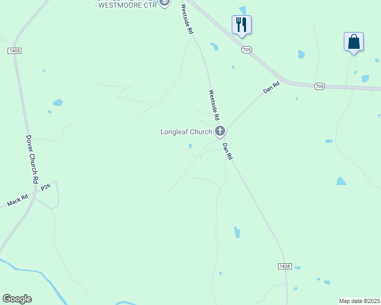 map of restaurants, bars, coffee shops, grocery stores, and more near Annette Lane in Moore County