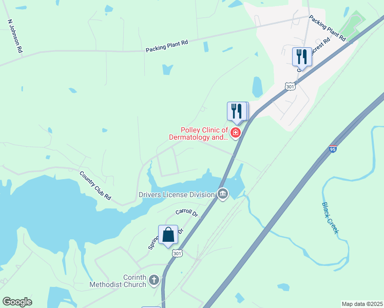 map of restaurants, bars, coffee shops, grocery stores, and more near 114 Cypress Point in Smithfield