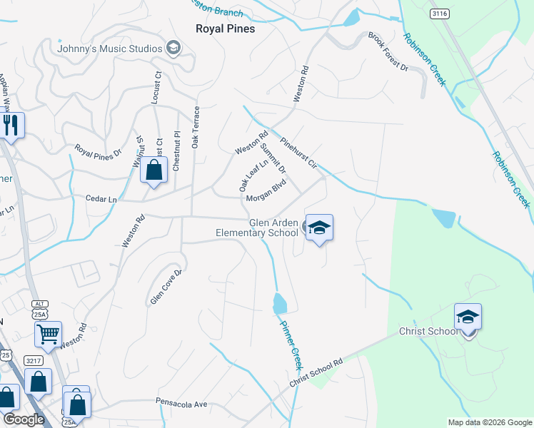 map of restaurants, bars, coffee shops, grocery stores, and more near 228 Saint Johns Street in Arden