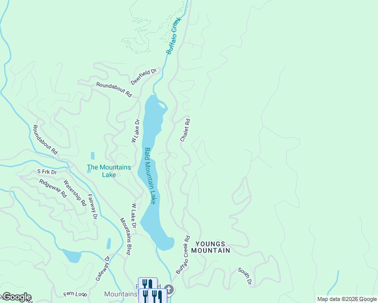 map of restaurants, bars, coffee shops, grocery stores, and more near 215 Chalet Road in Lake Lure