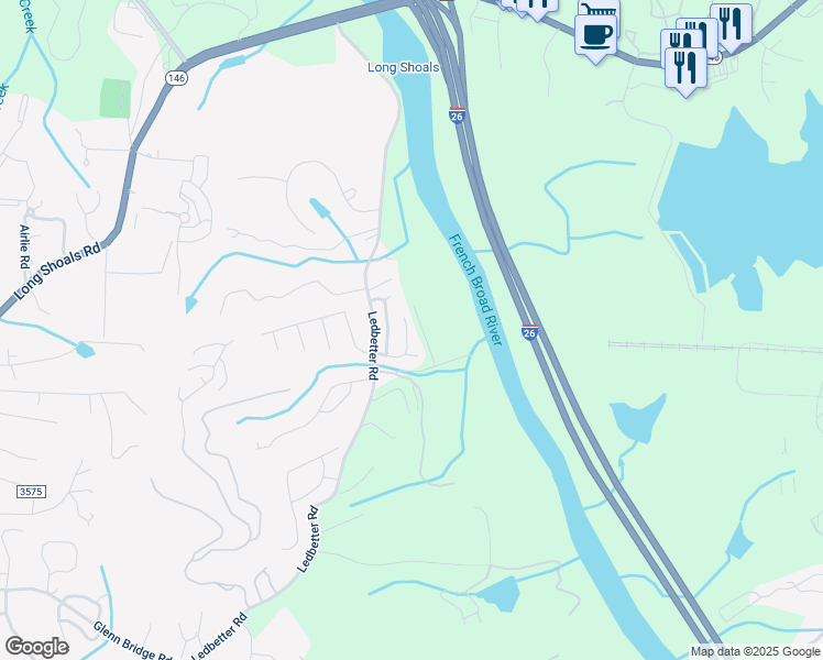 map of restaurants, bars, coffee shops, grocery stores, and more near 41 Manderley Way in Arden