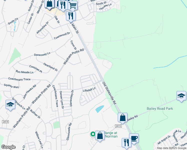 map of restaurants, bars, coffee shops, grocery stores, and more near 11354 Heritage Green Drive in Cornelius