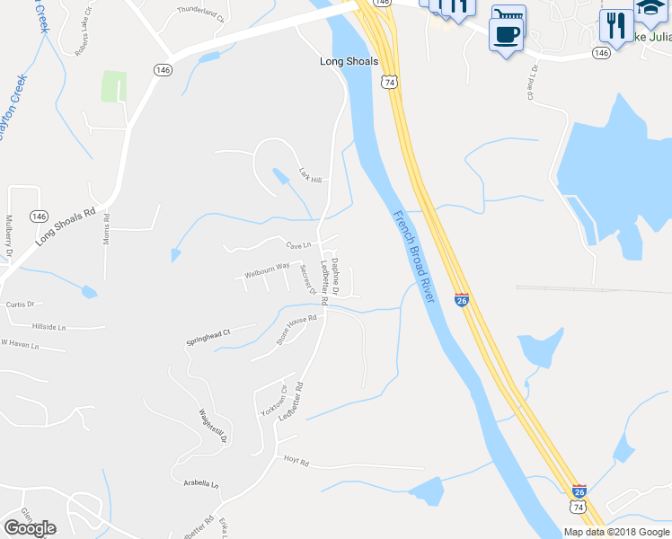 map of restaurants, bars, coffee shops, grocery stores, and more near 19 Daphne Drive in Arden