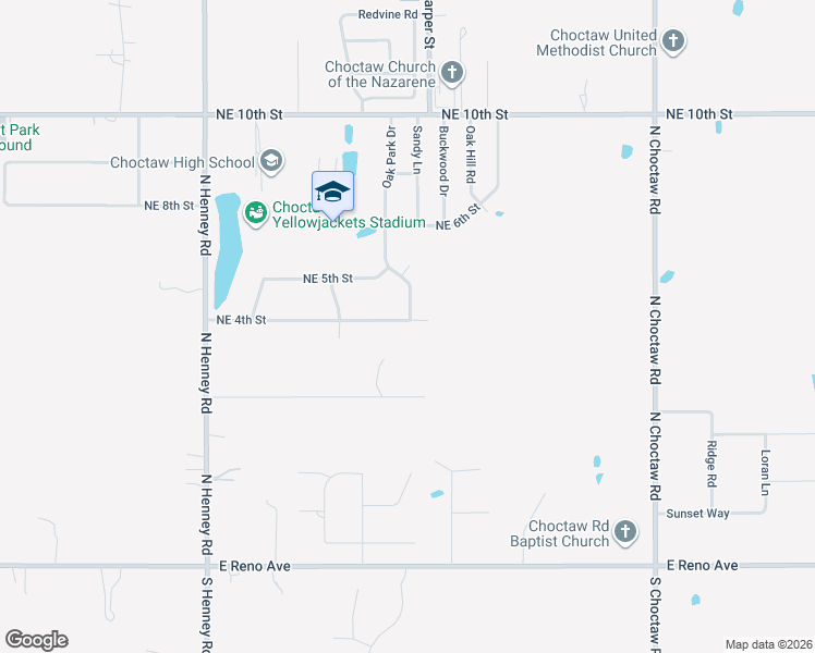 map of restaurants, bars, coffee shops, grocery stores, and more near 14442 Northeast 4th Street in Choctaw