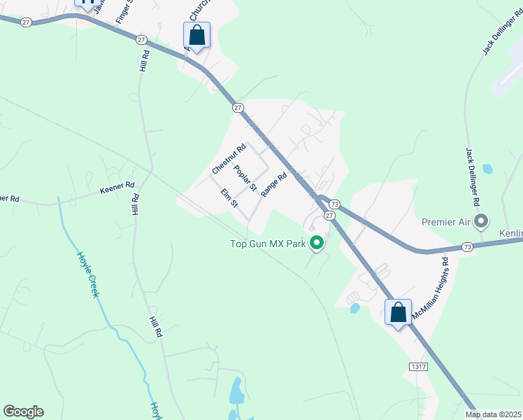 map of restaurants, bars, coffee shops, grocery stores, and more near 3126 Range Road in Lincolnton
