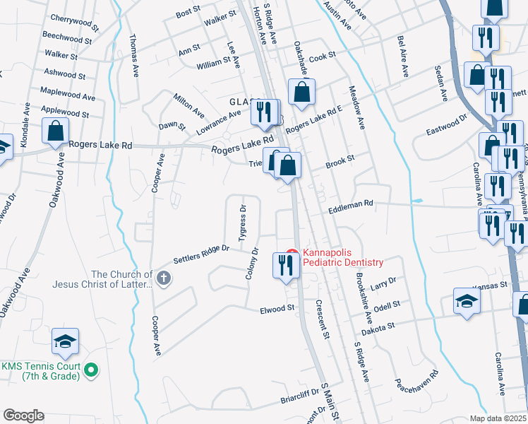 map of restaurants, bars, coffee shops, grocery stores, and more near 1444 Matthew Allen Circle in Kannapolis