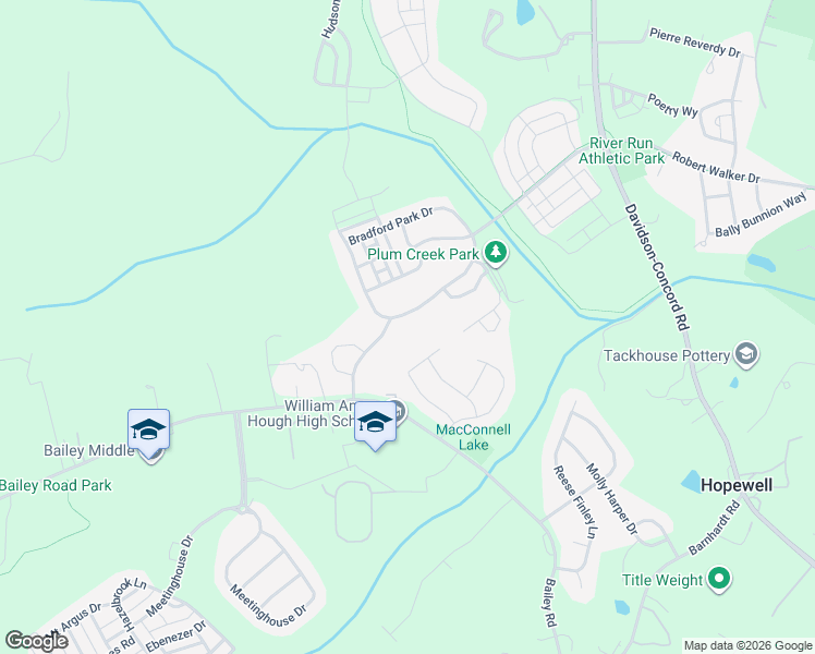 map of restaurants, bars, coffee shops, grocery stores, and more near 11914 Bradford Park Drive in Davidson