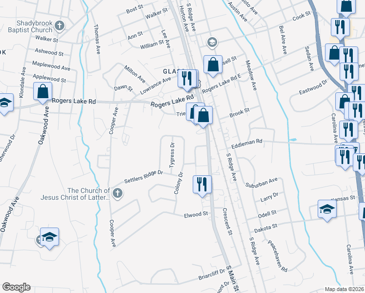 map of restaurants, bars, coffee shops, grocery stores, and more near 1444 Matthew Allen Circle in Kannapolis