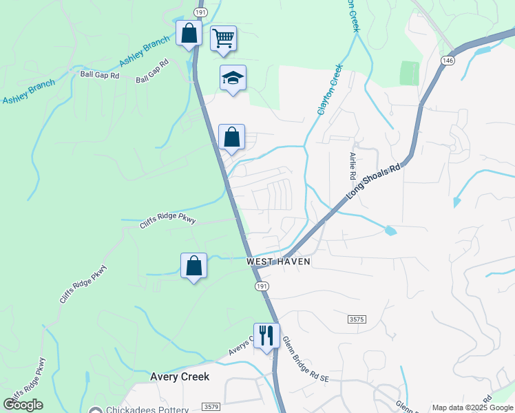 map of restaurants, bars, coffee shops, grocery stores, and more near 1862 Brevard Road in Arden