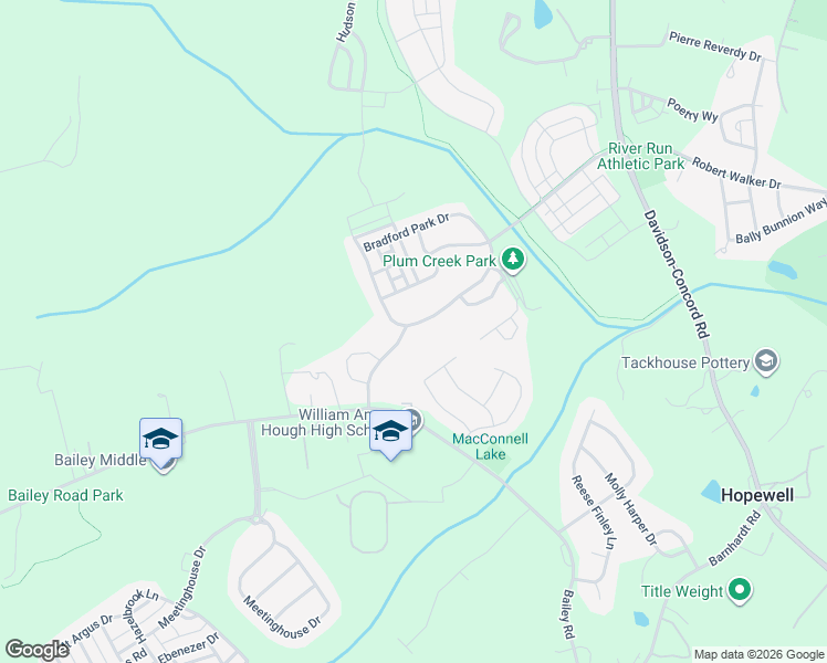 map of restaurants, bars, coffee shops, grocery stores, and more near 11914 Bradford Park Drive in Davidson
