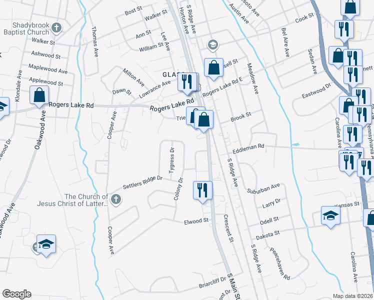 map of restaurants, bars, coffee shops, grocery stores, and more near 1450 Matthew Allen Circle in Kannapolis