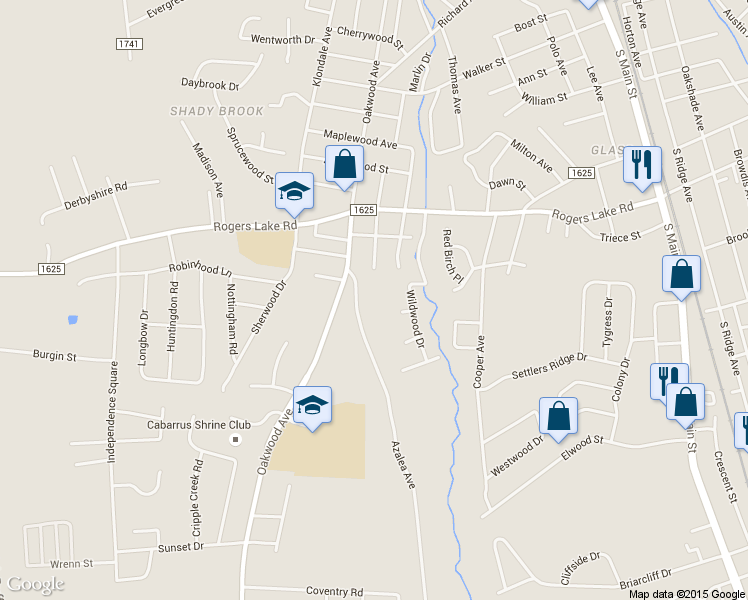 map of restaurants, bars, coffee shops, grocery stores, and more near 1411 Azalea Ave in Kannapolis
