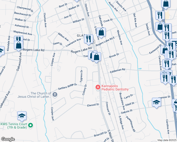 map of restaurants, bars, coffee shops, grocery stores, and more near 1450 Matthew Allen Circle in Kannapolis