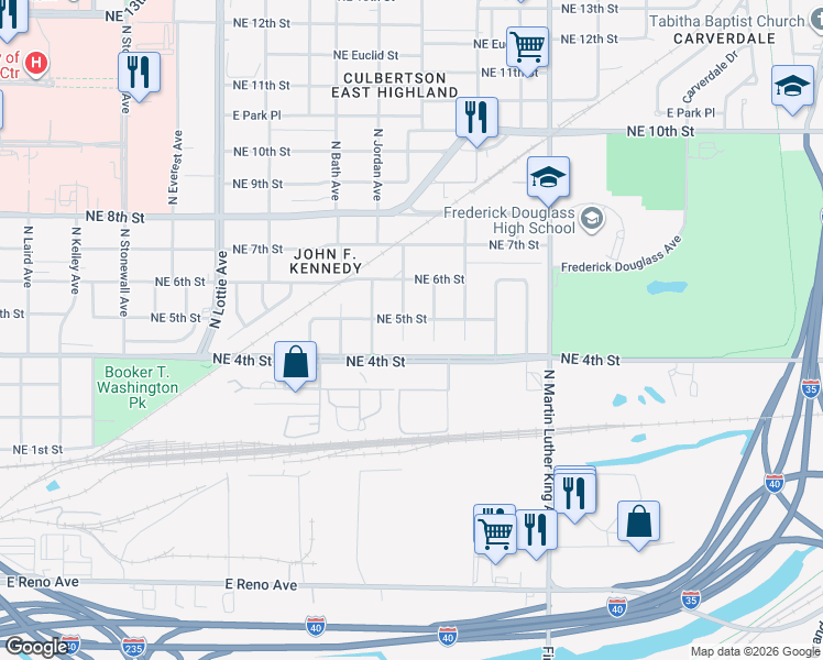 map of restaurants, bars, coffee shops, grocery stores, and more near 508 North Kelham Avenue in Oklahoma City