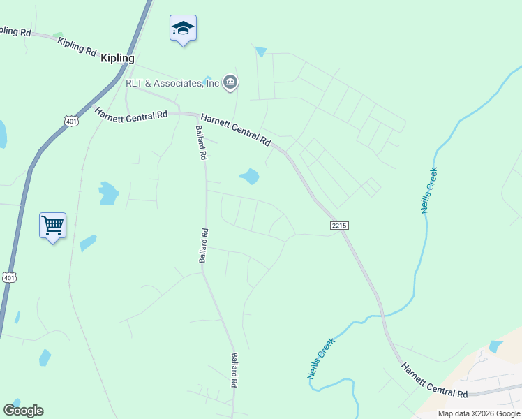 map of restaurants, bars, coffee shops, grocery stores, and more near 23 Kingsford Lane in Fuquay-Varina