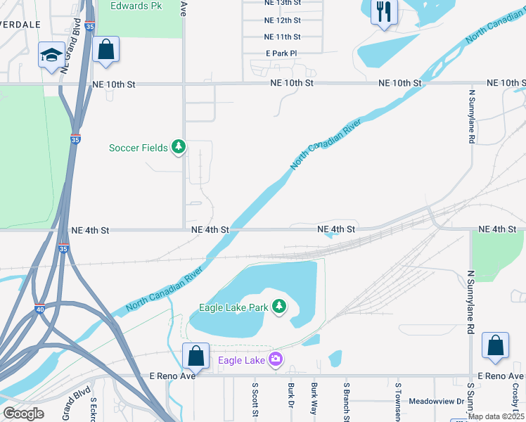 map of restaurants, bars, coffee shops, grocery stores, and more near in Oklahoma City
