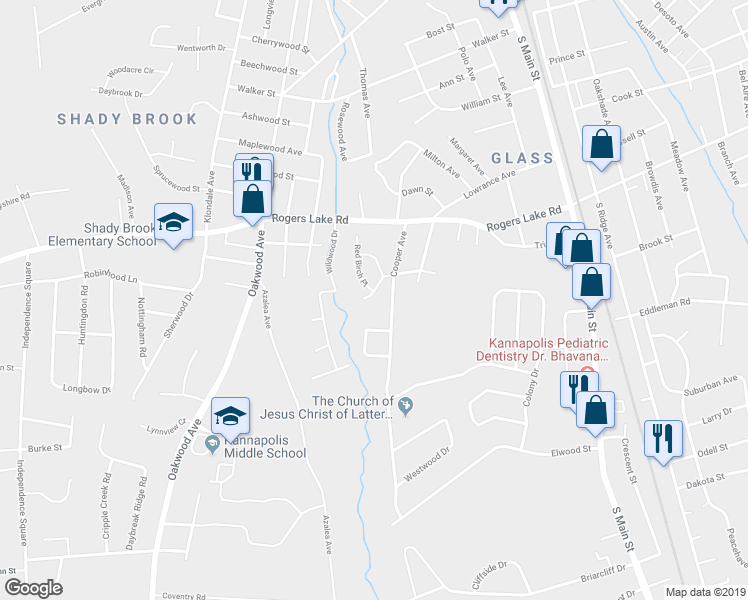 map of restaurants, bars, coffee shops, grocery stores, and more near 565 Black Maple Drive in Kannapolis