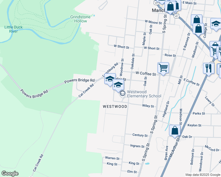 map of restaurants, bars, coffee shops, grocery stores, and more near 505 Taylor Street in Manchester
