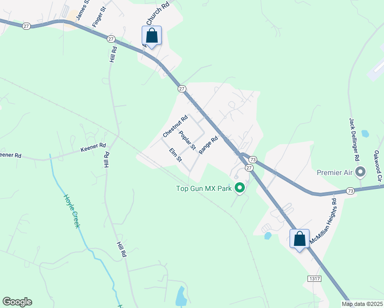 map of restaurants, bars, coffee shops, grocery stores, and more near 3126 Range Road in Lincolnton
