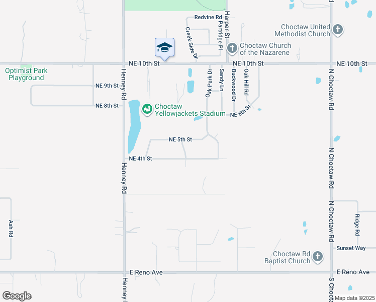 map of restaurants, bars, coffee shops, grocery stores, and more near 14266 Northeast 4th Street in Choctaw