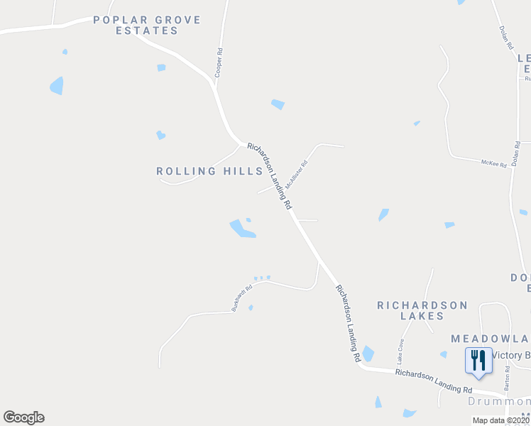 map of restaurants, bars, coffee shops, grocery stores, and more near 6743 Richardson Landing Road in Drummonds