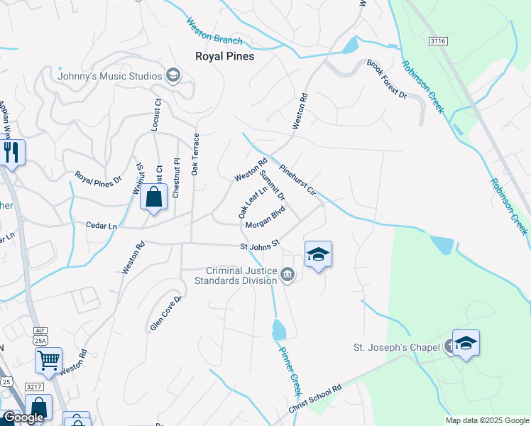 map of restaurants, bars, coffee shops, grocery stores, and more near 21 Oak Leaf Lane in Arden