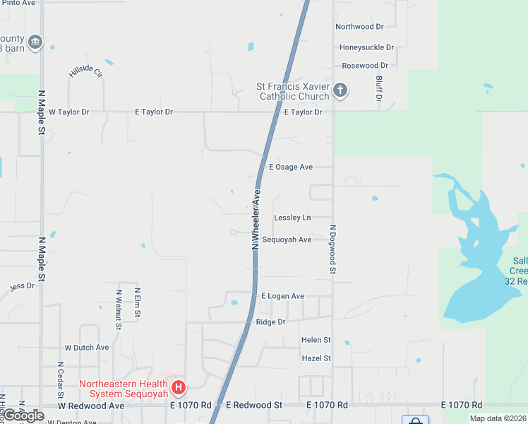 map of restaurants, bars, coffee shops, grocery stores, and more near 222 East Cherokee Avenue in Sallisaw