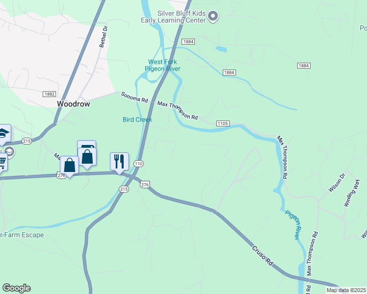 map of restaurants, bars, coffee shops, grocery stores, and more near 421 River Lane in Canton