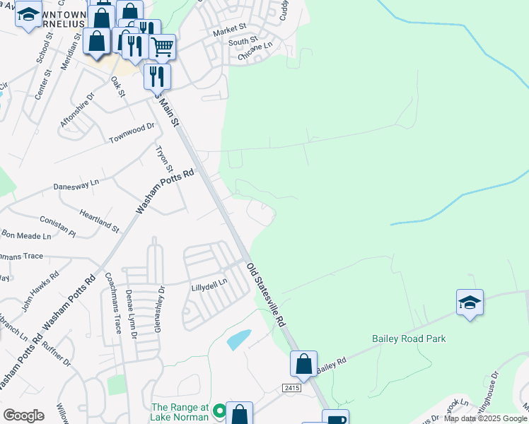 map of restaurants, bars, coffee shops, grocery stores, and more near in Cornelius