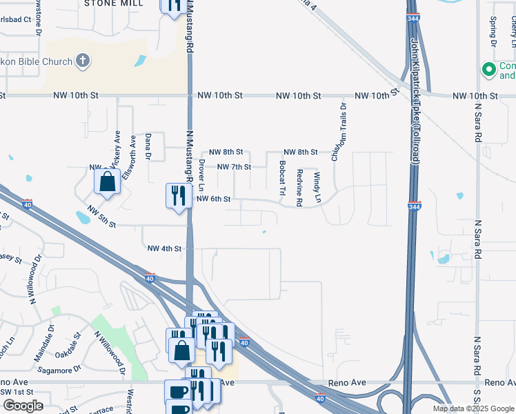 map of restaurants, bars, coffee shops, grocery stores, and more near 11129 Northwest 6th Terrace in Yukon