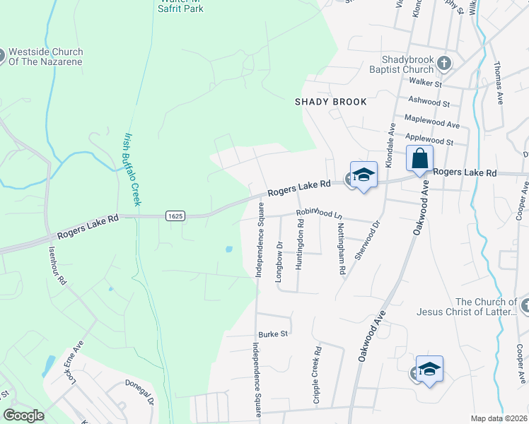 map of restaurants, bars, coffee shops, grocery stores, and more near 1212 Robinhood Lane in Kannapolis