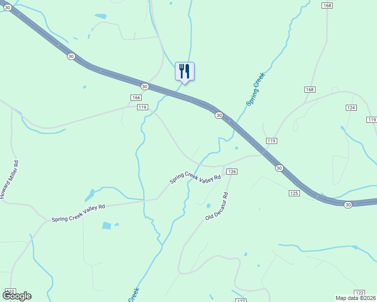 map of restaurants, bars, coffee shops, grocery stores, and more near 534 County Road 119 in Athens