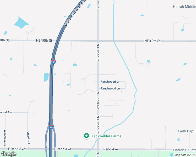 map of restaurants, bars, coffee shops, grocery stores, and more near 901 North Luther Road in Harrah