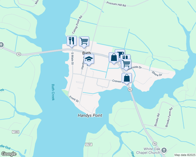 map of restaurants, bars, coffee shops, grocery stores, and more near Craven Street in Bath