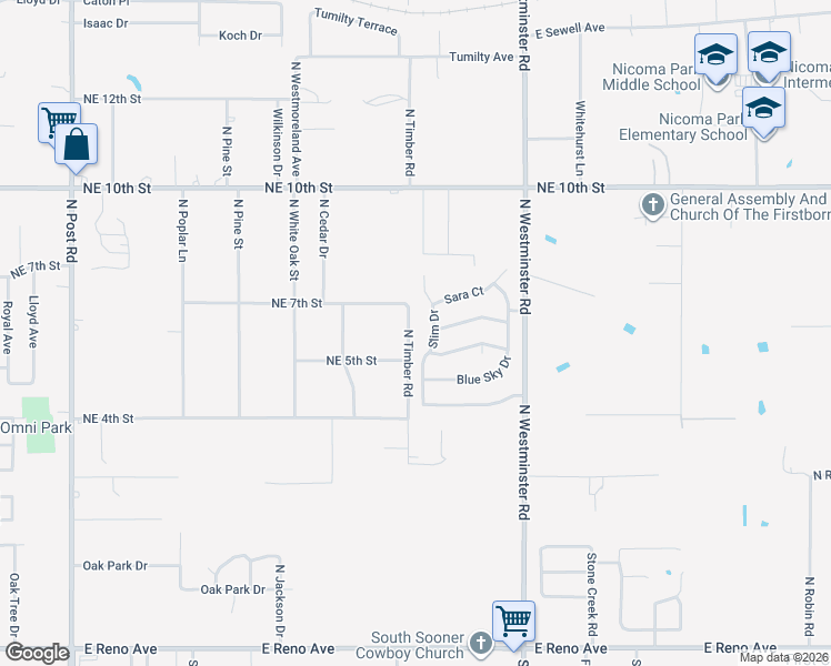 map of restaurants, bars, coffee shops, grocery stores, and more near 607 Slim Drive in Midwest City