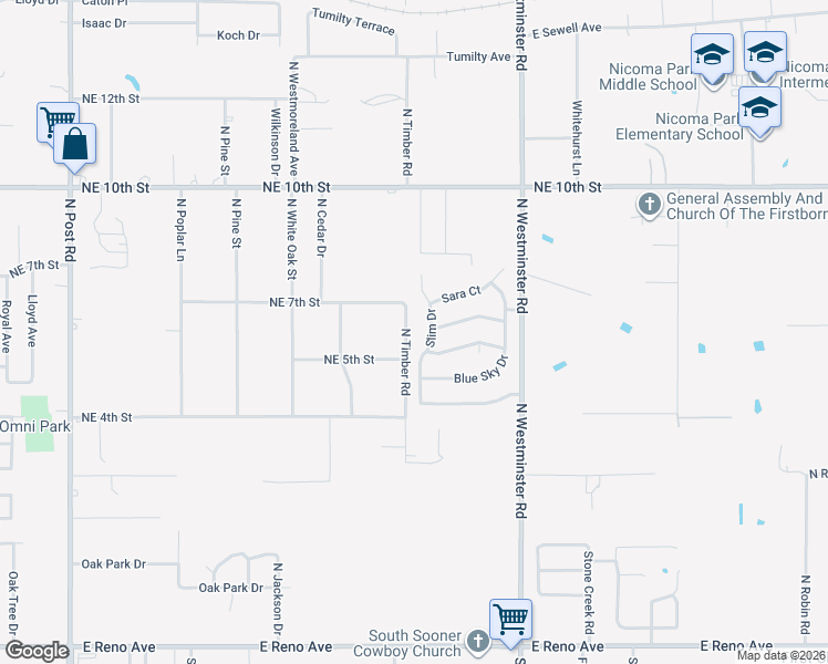 map of restaurants, bars, coffee shops, grocery stores, and more near 607 Slim Drive in Midwest City