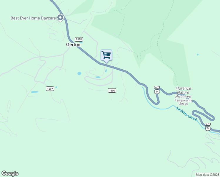 map of restaurants, bars, coffee shops, grocery stores, and more near 227 Chestnut Hill Loop Road in Gerton