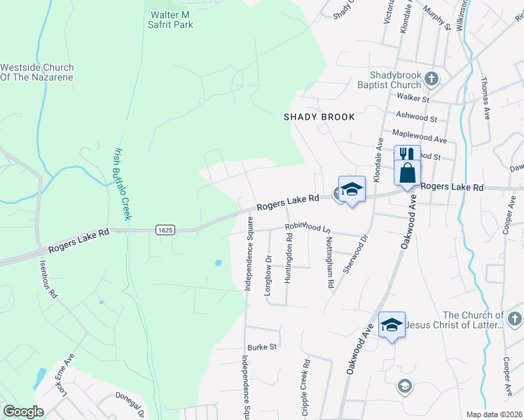 map of restaurants, bars, coffee shops, grocery stores, and more near 1212 Robinhood Lane in Kannapolis