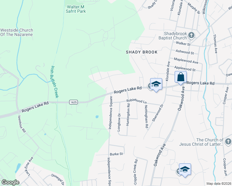 map of restaurants, bars, coffee shops, grocery stores, and more near 1212 Robinhood Lane in Kannapolis