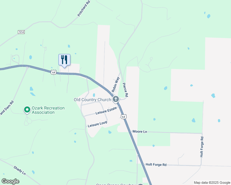map of restaurants, bars, coffee shops, grocery stores, and more near West Park Street in Ozark
