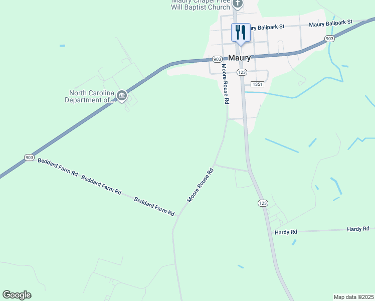 map of restaurants, bars, coffee shops, grocery stores, and more near 661 Moore Rouse Road in Snow Hill